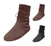 BOTCAM Bottes médiévales pour homme et femme - Bottes de cowboy rétro en cuir synthétique - Bottes western avec lacets - Bottes d'été mi-hautes pour femme, Z Marron 3, 39 EU