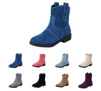 BOTCAM Bottes western mi-hautes pour femme - Antidérapantes - Style médiéval - Élégantes - Plateforme - Bottes de cowboy mi-mollet - Bottes mi-mollets, Z1 bleu., 34 EU