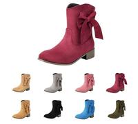 BOTCAM Bottes western mi-hautes pour femme - Antidérapantes - Style médiéval - Élégantes - Plateforme - Bottes de cowboy mi-mollet - Bottes mi-mollets, Z2 vin, 34 EU