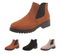 BOTCAM Bottines pour femme 36-43 EU - Bottines courtes Western Cowboy - Couleur unie - Bottes d'équitation en cuir - Bottes d'été pour femme - Talon bloc - Bottes de transition, marron, 42 EU