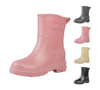 BOTCAM Chaussures de pluie mi-hautes pour femme - Bottes de pluie décontractées - Chaussures de jardin imperméables et antidérapantes - En caoutchouc - Couleur unie - Pour la cuisine, Rose, 38 EU