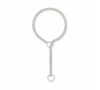 BOTCAM Collier cubain en forme de cœur pour femme - Fait à la main - Collier cubain punk gothique - Réglable - Lariat Y - Chaîne de poitrine (argent, taille unique)