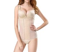 BOTCAM Corset de soutien de poitrine avec boucles beau corps ceinture ventrale grande taille plastique taille maille respirante gilet gainant Dirndl sous-jupe, beige, 6XL