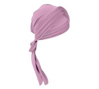 BOTCAM Eid Al Fitr, bandeau pour femme, couleur unie, triple queue longue, bandeau musulman, peut être noué derrière le chapeau, cache-oreilles d'été (rose, taille unique)
