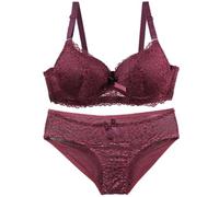 BOTCAM Ensemble de sous-vêtements 2 pièces pour femme, soutien-gorge rembourré confortable avec coupe normale et culotte, bralette sans armature, body sexy pour femme, Bordeaux, 95B