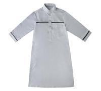 BOTCAM et robe fille manteau printemps et grande cravate ronde manches longues milieu musulman arabe jeunesse décontractée robe rigide garçon, gris, 9-10 ans