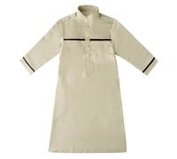 BOTCAM et robe fille manteau printemps et grande cravate ronde manches longues milieu musulman arabe jeunesse décontractée robe rigide garçon, beige, 5-6 ans