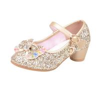 BOTCAM Fille Chaussures à talon de princesse avec paillettes Sandales à pompes à talons hauts Chaussures de princesse à paillettes Chaussures pour enfants Cosplay Chaussures de fête Mary Jane