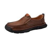 BOTCAM Mocassins classiques pour homme - Doux et confortables - Antidérapantes - Chaussures de loisirs - Chaussures basses en cuir - Chaussures d'affaires - Chaussures pieds nus - Chaussures à enfiler