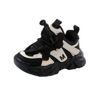 BOTCAM Mode Big Kids Hiver Imperméable Bottes plates Garder au chaud Chaussures confortables Filles Bébé Baskets, Noir , 32 EU