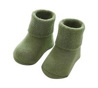 BOTCAM Nouveau-né bébé fille et hiver rayures toile de jute épaissi bébé tout-petit chaussettes point chaussettes de sol antidérapantes chaussettes nouveau-né, vert, 6-12 mois