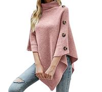 BOTCAM Poncho tricoté élégant pour femme - Sensation cachemire - Longue cape - Pour femme - Léger - Cardigan pour le printemps, l'été, l'hiver - Cadeau pour femme, Rose, taille unique