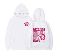 BOTCAM QEEAN Beach Wild 1971 Sweat à capuche imprimé pour enfants/pull d'hiver ample pour filles et adolescentes, Blanc., 13-14 ans
