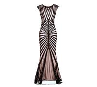 BOTCAM Robe de Soirée Femme Élégante Pour Mariage Longue Robe de Bal Femmes Scintillantes Femmes Paillettes Élégantes Col Rond Manches Longues Robe Longue Maxi Robe de Fête Robe de Cocktail Fille