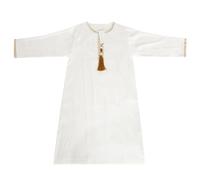 BOTCAM Robe Manteau Printemps et Grande Cravate Ronde Manches Longues Milieu Musulman Arabe Jeunesse Casual Robe Combinaison Enfant, Blanc., 11-12 ans