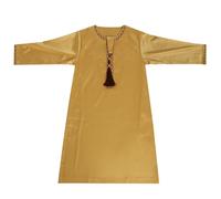 BOTCAM Robe Manteau Printemps et Grande Cravate Ronde Manches Longues Milieu Musulman Arabe Jeunesse Casual Robe Combinaison Enfant, jaune, 9-10 ans