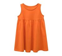 BOTCAM Robe patineuse sans manches pour bébé fille - Robe patineuse - Pour fête scolaire - Princesse - Bijoux, Orange, 12-18 mois