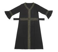 BOTCAM Robe pour fille - Jupe longue - Printemps - Grande ample - Manches longues - Musulmane - Arabe - Jeunesse - Jupe longue - Décontractée - Patchwork - Pour fille, Noir , 13-14 ans