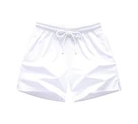 BOTCAM Short de sport court pour homme - Sans slip intérieur - Short de loisirs tendance - Short de plage - Short de handball pour homme, Blanc., L