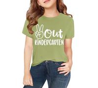 BOTCAM T-shirt à manches courtes pour filles au printemps, et impression 2D personnalisée "". Col rond, confortable, décontracté, manches courtes T-shirt 62 filles, Vert menthe., 3-4 ans