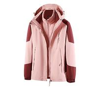 BOTCAM Veste de ski 3 en 1 pour femme avec veste polaire imperméable coupe-vent chaude veste d'hiver double veste fonctionnelle avec capuche amovible Veste d'extérieur unisexe tendance, rose, M