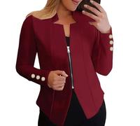 BOTCAM Veste demi-saison courte noire - Veste à manches longues - Coupe ajustée - Veste de loisirs - Manteau blazer avec fermeture éclair - Veste blazer vintage - Couleur unie - Trench, RD2, 3XL