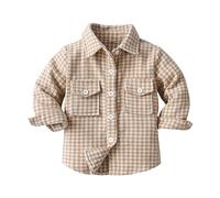 BOTCAM Veste demi-saison pour enfant fille - Veste à carreaux - Veste polaire chaude - Veste d'automne à manches longues - Veste d'extérieur avec poches - Manteau pour enfant à une rangée - Veste