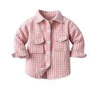 BOTCAM Veste demi-saison pour enfant fille - Veste à carreaux - Veste polaire chaude - Veste d'automne à manches longues - Veste d'extérieur avec poches - Manteau pour enfant à une rangée - Veste