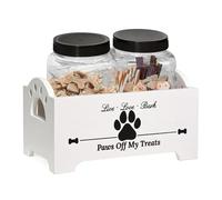 Bote para Premios de Perros | Contenedor Hermético de Madera | Almacenamiento de Comida para Perros y Gatos, Decoración de Cocina