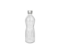 BOTELLA DE VIDRIO TRANSPARENTE CON TAPÃ“N ACERO INOXIDABLE 1 L