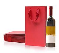 Botella del regalo de Champán del vino del papel de Kraft que llevan los bolsos con las asas para Xmas Business Wedding (rouge, 12PCS, bouteille double)