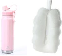 Botells Gourde isolante Sport Bouchon à étrier, 800 ml, acier inoxydable, double paroi, anti-fuite, robuste, rose/ Brosse à bouteille