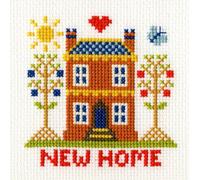 Bothy Threads Carte de voeux au point de croix "Carte de voeux de nouvelle maison", 10x10cm, XGC5, modèle à compter
