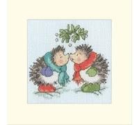 Bothy Threads Carte de voeux Paquet de broderie au point de croix "Baiser de Noël", motif à compter, XMAS79, 10x10cm