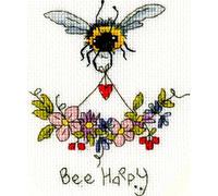 Bothy Threads carte de voeux point de croix set "Bee Happy", motif à compter, XGC25, 9x13cm