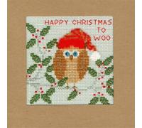 Bothy Threads carte de voeux point de croix set "Christmas owl", 10x10cm, xmas11, modèle de point de croix compté