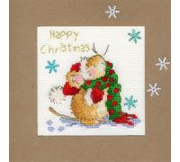 Bothy Threads carte de voeux point de croix set "Counting snowflakes", 10x10cm, xmas18, counting pattern