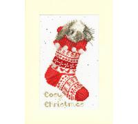 Bothy Threads Carte de voeux Point de Croix Set "Noël Confortable Carte de Noël", modèle à compter, XMAS57, 10x16cm