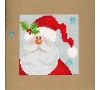 Bothy Threads Carte de voeux Point de Croix Set "Père Noël couvert de neige", 10x10cm, XMAS15, modèle à compter