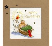 Bothy Threads Carte de voeux Point de Croix Set "Premier Noël", 10x10cm, XMAS19, modèle à compter