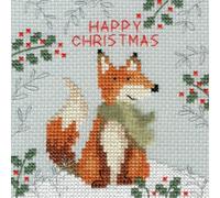 Bothy Threads Carte de voeux Point de Croix Set "Renard de Noël", 10x10cm, XMAS8, modèle à compter