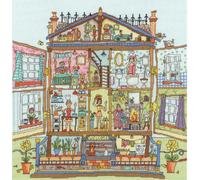 Bothy Threads 'Cut Thru Dolls House' kit de point de croix, XCT39, 36x37cm