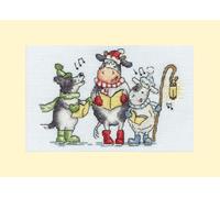 Bothy Threads greating card kit de point de croix compté "Woof, Moo, Baa !", XMAS74, 16x10cm
