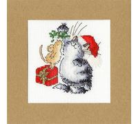 Bothy Threads Greating Card Kit de point de croix 'Sous le gui', 10x10cm, XMAS26