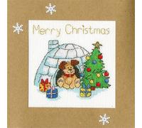 Bothy Threads Greating Card 'Winter Woof' kit de point de croix, 10x10cm, XMAS25