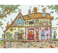 Bothy Threads Kit de broderie au point de croix compté Motif chalet de chat