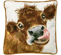 Bothy Threads Kit de Coussins à Broder Gobelin "Moo", image à broder préimprimée, THD48, 36x36cm