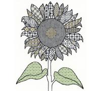Bothy Threads Kit de point de croix Blackwork 'Sunflower', 27x33cm, XBW1