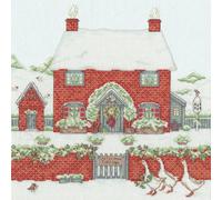 Bothy Threads Point de Croix Set "Domaine : Maisonnette de Noël", Dessin à compter, XSS17, 26x26cm