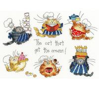 Bothy Threads Set de point de croix "Le chat qui a eu la crème", 36x25cm, xms26, modèle de point de comptage